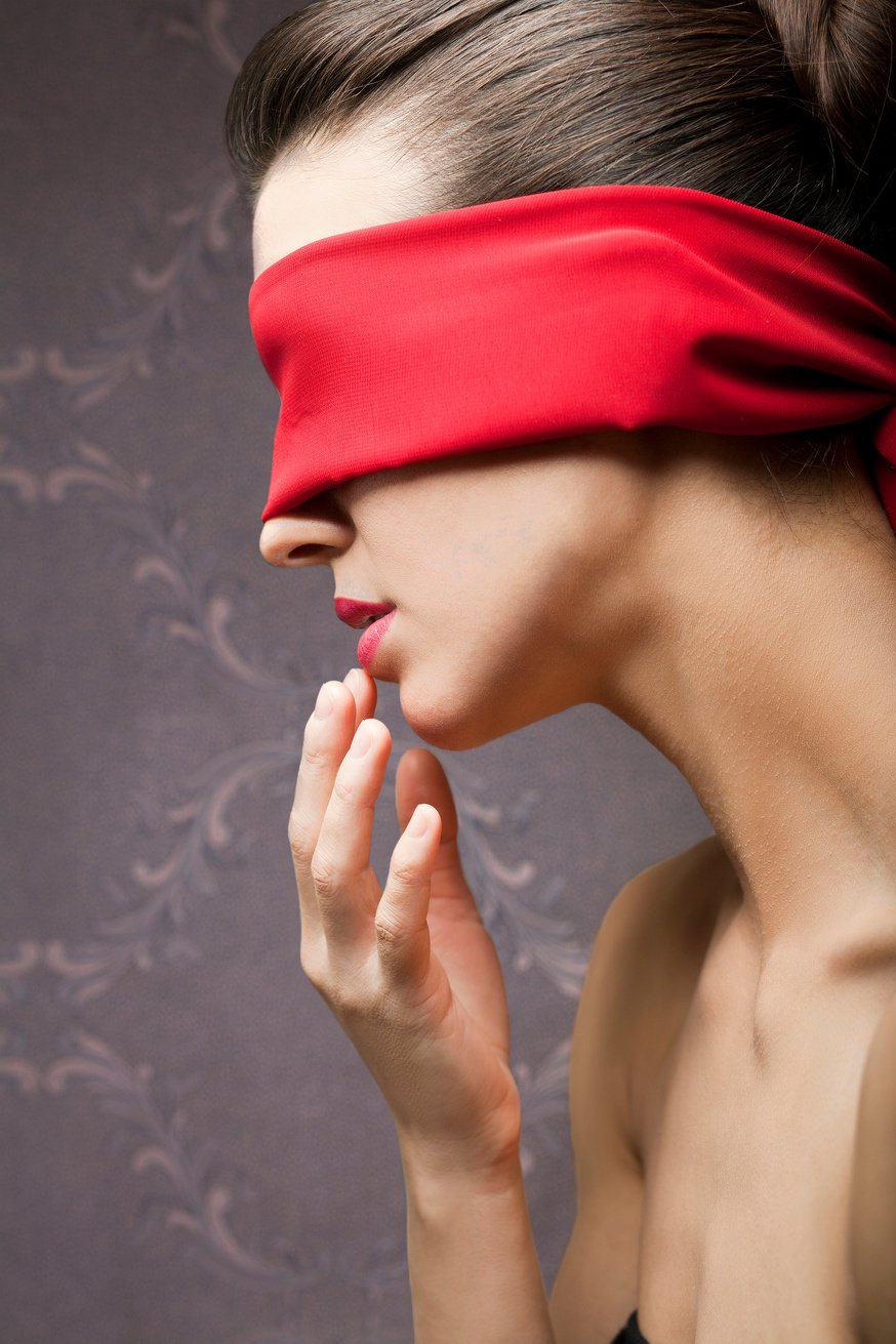 young woman blindfold