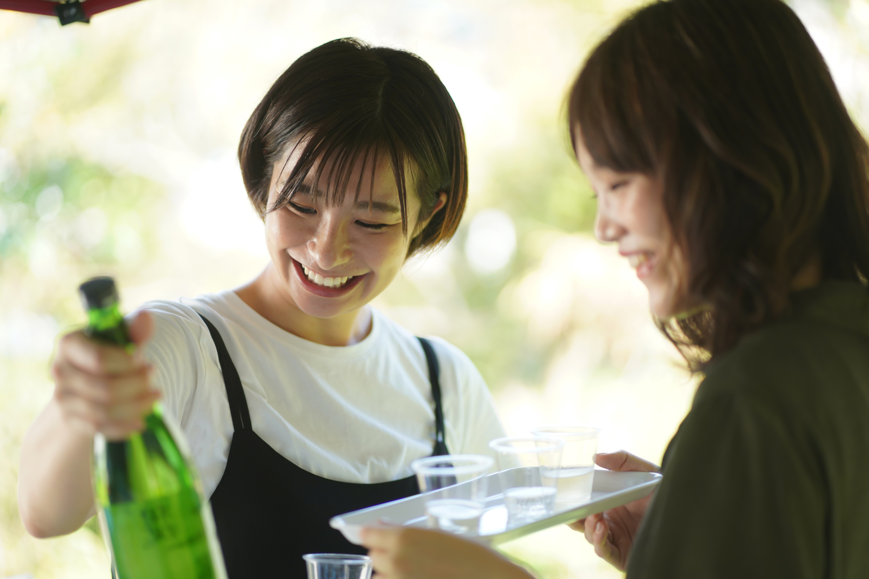 Female tasting sake